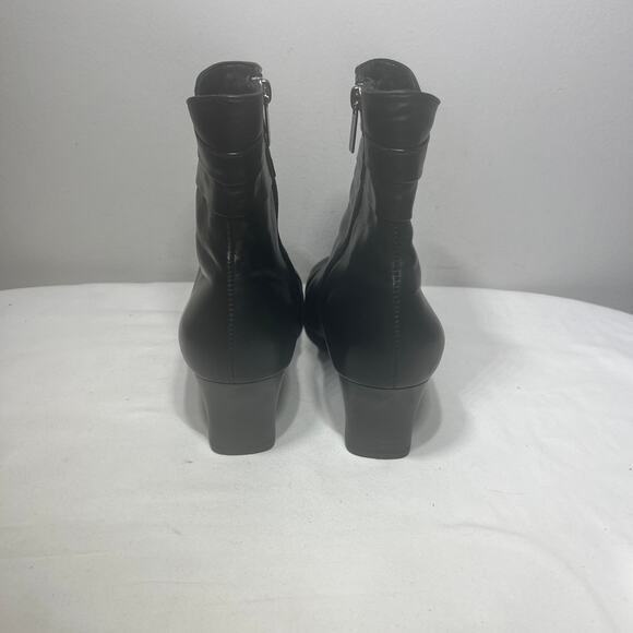 BeautiFeel Boots Ankle Black Zip Leather Heel Lady Dressy Office AntiSlip 39/8.5 - Picture 4 of 10